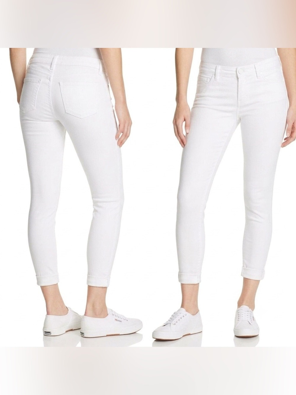 J Brand Anja Crop Cuffed Jeans in White, size 28